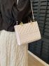 Quilted Square Bag Double Handle Medium White