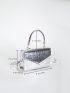 Crocodile Embossed Square Bag Top Handle Minimalist