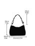 Black Hobo Bag Ruched Detail Top Handle For Daily