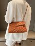 New Brown Quilted Zippered Shoulder Strap Women's Fashion Shoulder Bag Oblique Shoulder Bag