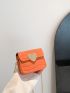 Mini Square Bag Crocodile Embossed PU Neon Orange Funky For Daily Life