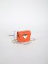 Mini Square Bag Crocodile Embossed PU Neon Orange Funky For Daily Life