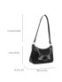 Crocodile Embossed Hobo Bag Chain Decor Black