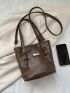 Large Shoulder Tote Bag Brown Color High-Capacity For Work School Workout Shopping