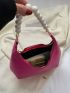 Mini Hobo Bag Pearl Strap Neon Pink