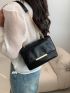 Snakeskin Embossed Square Bag Flap Chain Black PU Fashionable