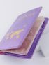 Metallic Letter Graphic Passport Case Fashion Purple