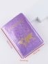 Metallic Letter Graphic Passport Case Fashion Purple