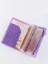 Metallic Letter Graphic Passport Case Fashion Purple