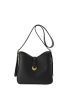 Litchi Embossed Bucket Bag PU Black For Daily Life