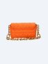 Quilted Square Bag Neon Orange Funky PU Chain For Daily Life