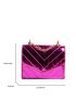 Mini Flap Square Bag Stitch Detail Neon Pink Funky