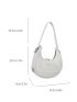 Embossed Detail Hobo Bag PU White For Daily Life