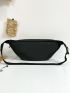 Letter Patch Fanny Pack Black Large Capacity Adjustable Strap For Daily