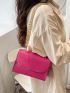 Mini Flap Square Bag Crocodile Embossed Neon Pink