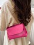 Mini Flap Square Bag Crocodile Embossed Neon Pink