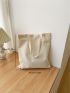 Letter & Graphic Pattern Shopper Bag Canvas Preppy