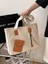 Pocket Front Shopper Bag Chain Decor