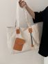 Pocket Front Shopper Bag Chain Decor