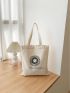 Small Letter & Geometric Graphic Shopper Bag Preppy Canvas