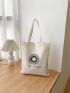 Small Letter & Geometric Graphic Shopper Bag Preppy Canvas