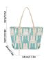 Large Shoulder Tote Bag Two Tone Cartoon Rabbit Pattern