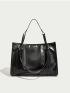 Medium Shoulder Tote Bag Minimalist Solid Color