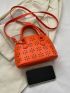 Small Dome Bag Neon Orange Double Handle Funky Style