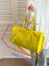 Yellow Travel Bag Crocodile Embossed Double Handle Chain Decor