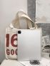 Letter Print Shopper Bag Double Handle For Daily Outing