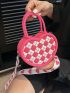 Mini Novelty Bag Argyle Pattern Double Handle Preppy Style, Clear Bag