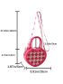 Mini Novelty Bag Argyle Pattern Double Handle Preppy Style, Clear Bag