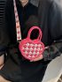 Mini Novelty Bag Argyle Pattern Double Handle Preppy Style, Clear Bag