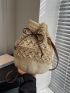 Small Straw Bucket Bag Drawstring Design For Vacation