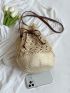 Small Straw Bucket Bag Drawstring Design For Vacation