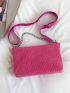 Neon Pink Crossbody Bag With Chain Decor Funky Style