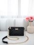 Quilted Square Bag Mini Zipper Black Elegant