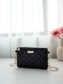 Quilted Square Bag Mini Zipper Black Elegant