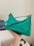 Crocodile Embossed Baguette Bag Metallic Green