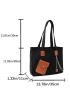 Pocket Decor Shoulder Tote Bag Medium Black