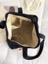 Pocket Decor Shoulder Tote Bag Medium Black