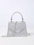 Minimalist Square Bag Flap Silver Funky