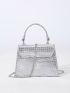 Minimalist Square Bag Flap Silver Funky