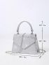 Minimalist Square Bag Flap Silver Funky