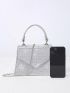 Minimalist Square Bag Flap Silver Funky