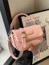 Letter Graphic Square Bag Mini Flap Pink