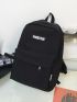 Letter Graphic Classic Backpack Medium Black For School