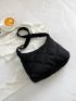 Quilted Hobo Bag Black Zipper Medium