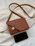 Minimalist Square Bag Mini Flap Brown Elegant