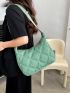 Quilted Hobo Bag Green Zipper Medium